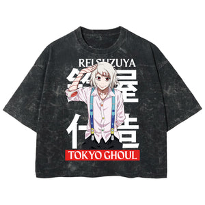 Playera streetwear premium de anime y gaming ExtraLife MX, corte boxy deluxe mineral wash heavyweight en color Acid Wash, moda urbana mexicana de culto.