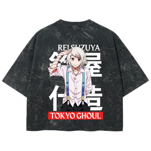 Playera streetwear premium de anime y gaming ExtraLife MX, corte boxy deluxe mineral wash heavyweight en color Acid Wash, moda urbana mexicana de culto.