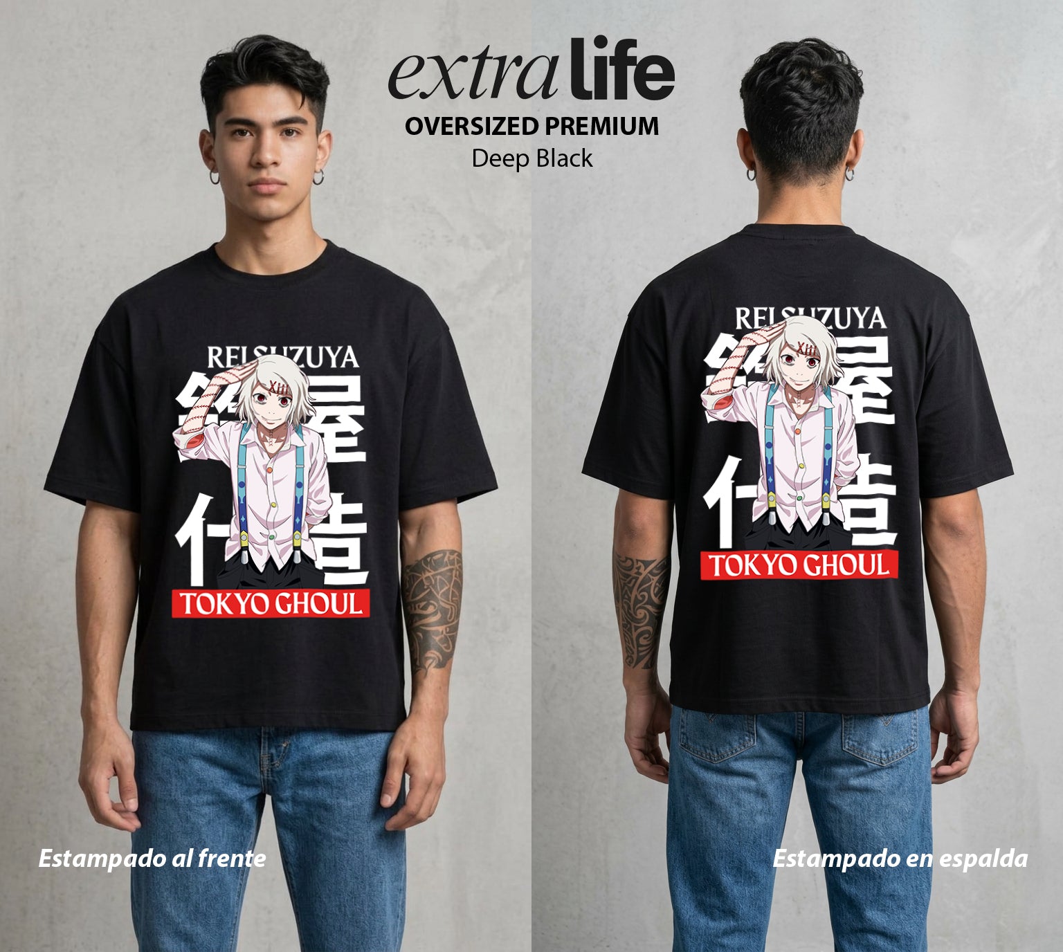 Ciudad de Ghouls | Los Ghouls del Bien #04360 - Playera Oversized Premium | Deep Black - Foto en modelo