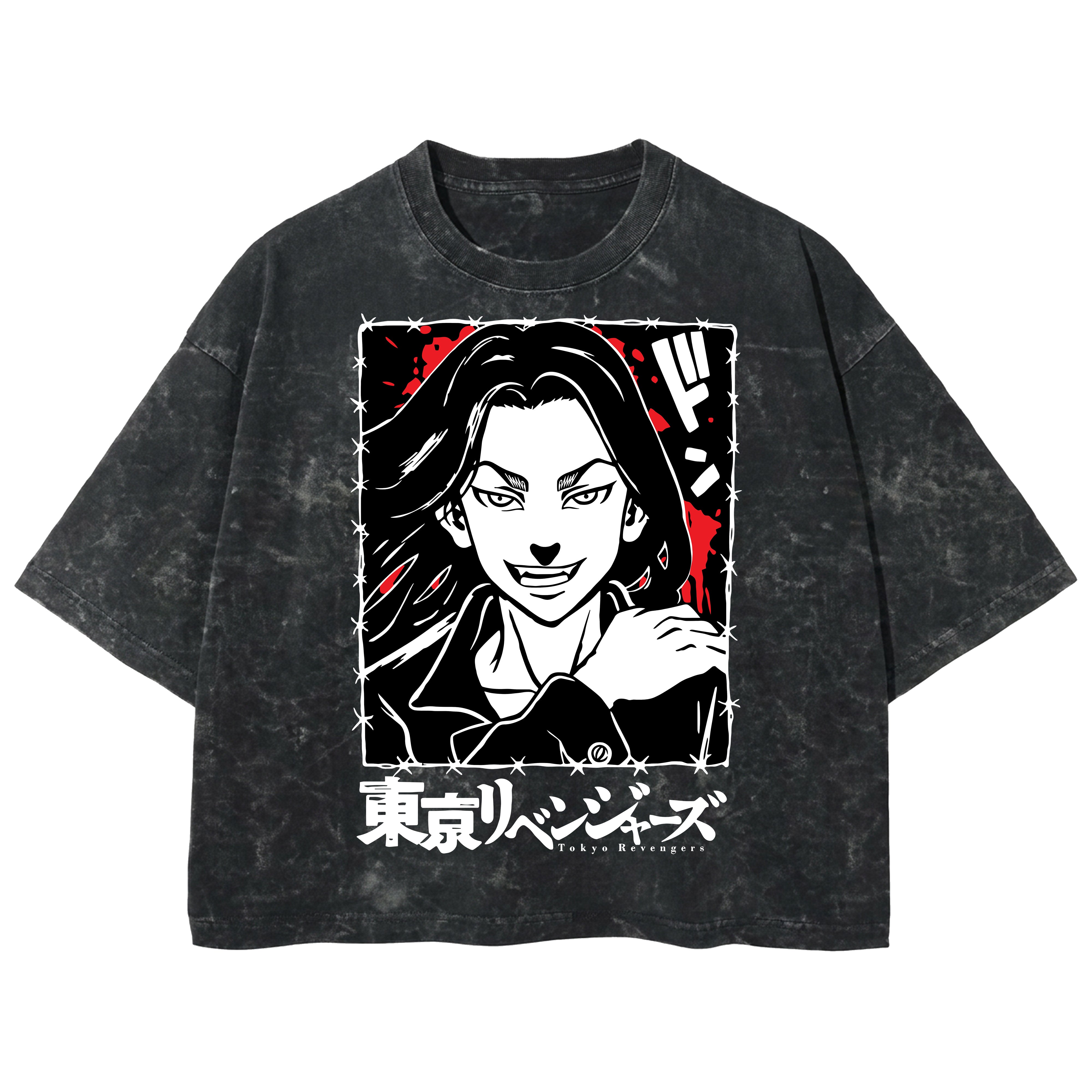 Playera streetwear premium de anime y gaming ExtraLife MX, corte boxy deluxe mineral wash heavyweight en color Acid Wash, moda urbana mexicana de culto.
