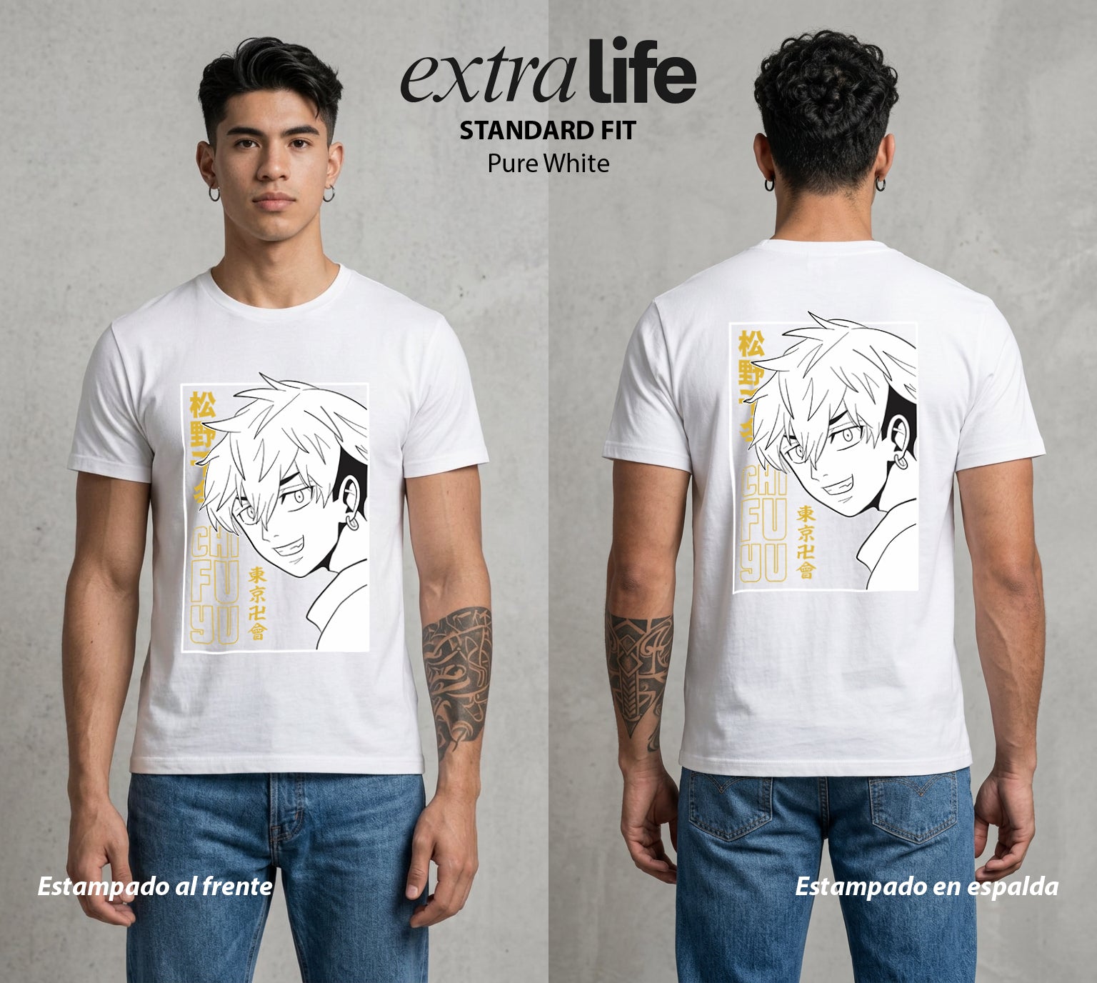 Pandillas del Tiempo | El Hermano del Bien #04364 - Playera Standard Fit | Pure White - Foto en modelo