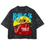 Playera streetwear premium de anime y gaming ExtraLife MX, corte boxy deluxe mineral wash heavyweight en color Acid Wash, moda urbana mexicana de culto.