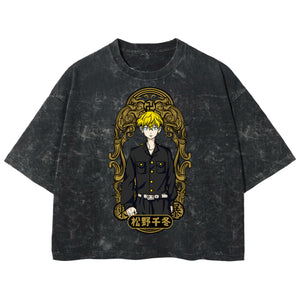 Playera streetwear premium de anime y gaming ExtraLife MX, corte boxy deluxe mineral wash heavyweight en color Acid Wash, moda urbana mexicana de culto.