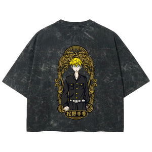 Playera streetwear premium de anime y gaming ExtraLife MX, corte boxy deluxe mineral wash heavyweight en color Acid Wash, moda urbana mexicana de culto.