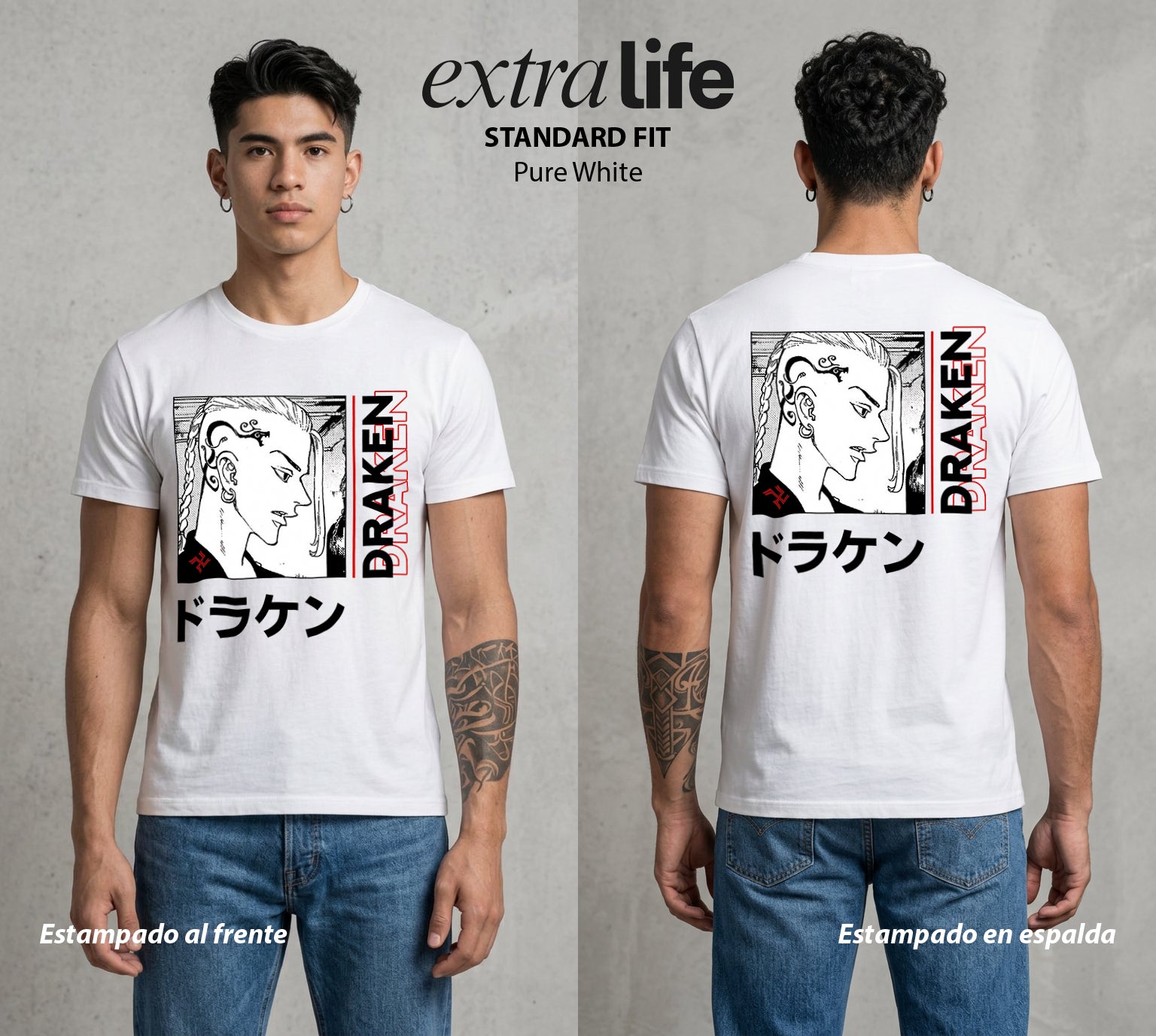Pandillas del Tiempo | El Dragon del Norte #04369 - Playera Standard Fit | Pure White - Foto en modelo