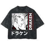 Playera streetwear premium de anime y gaming ExtraLife MX, corte boxy deluxe mineral wash heavyweight en color Acid Wash, moda urbana mexicana de culto.