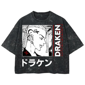 Playera streetwear premium de anime y gaming ExtraLife MX, corte boxy deluxe mineral wash heavyweight en color Acid Wash, moda urbana mexicana de culto.