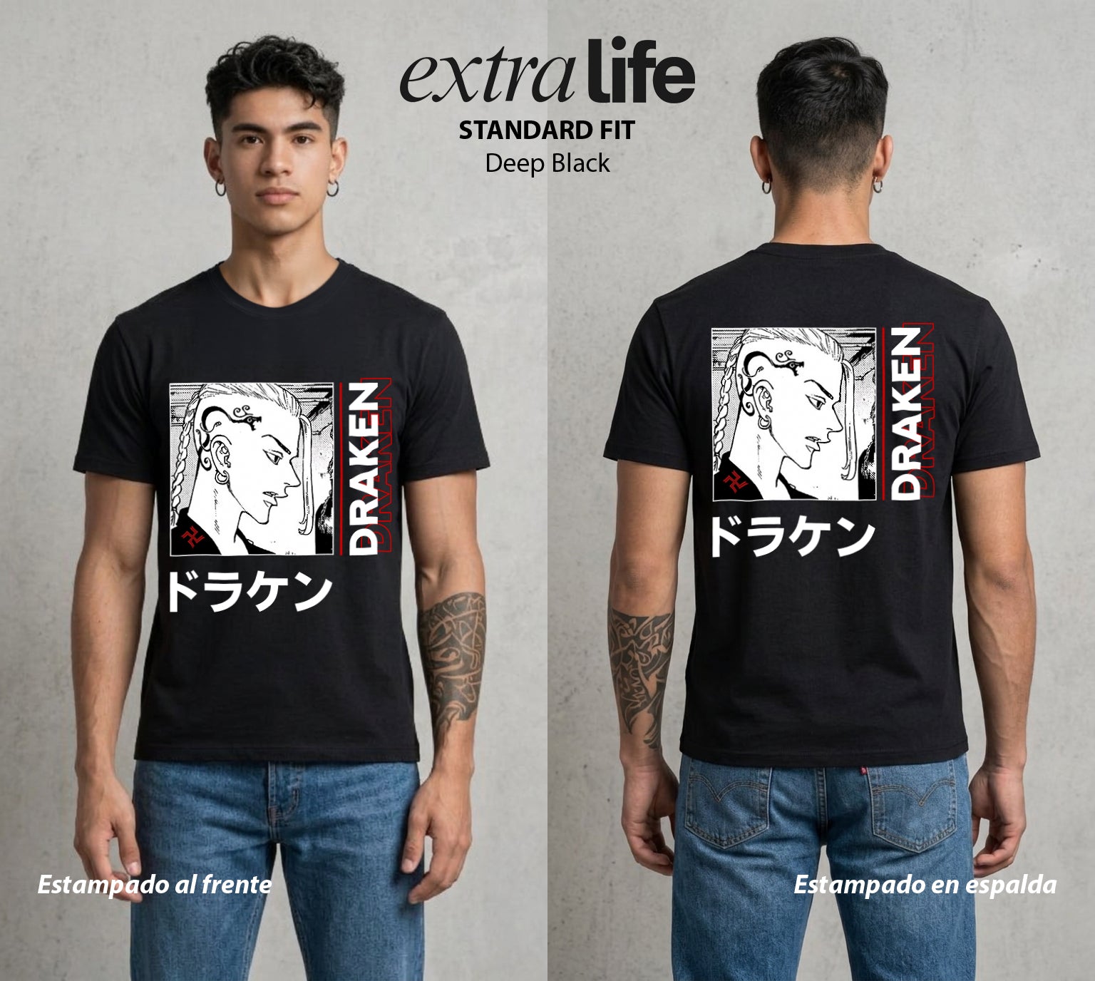 Pandillas del Tiempo | El Vice del Toman #04370 - Playera Standard Fit | Deep Black - Foto en modelo