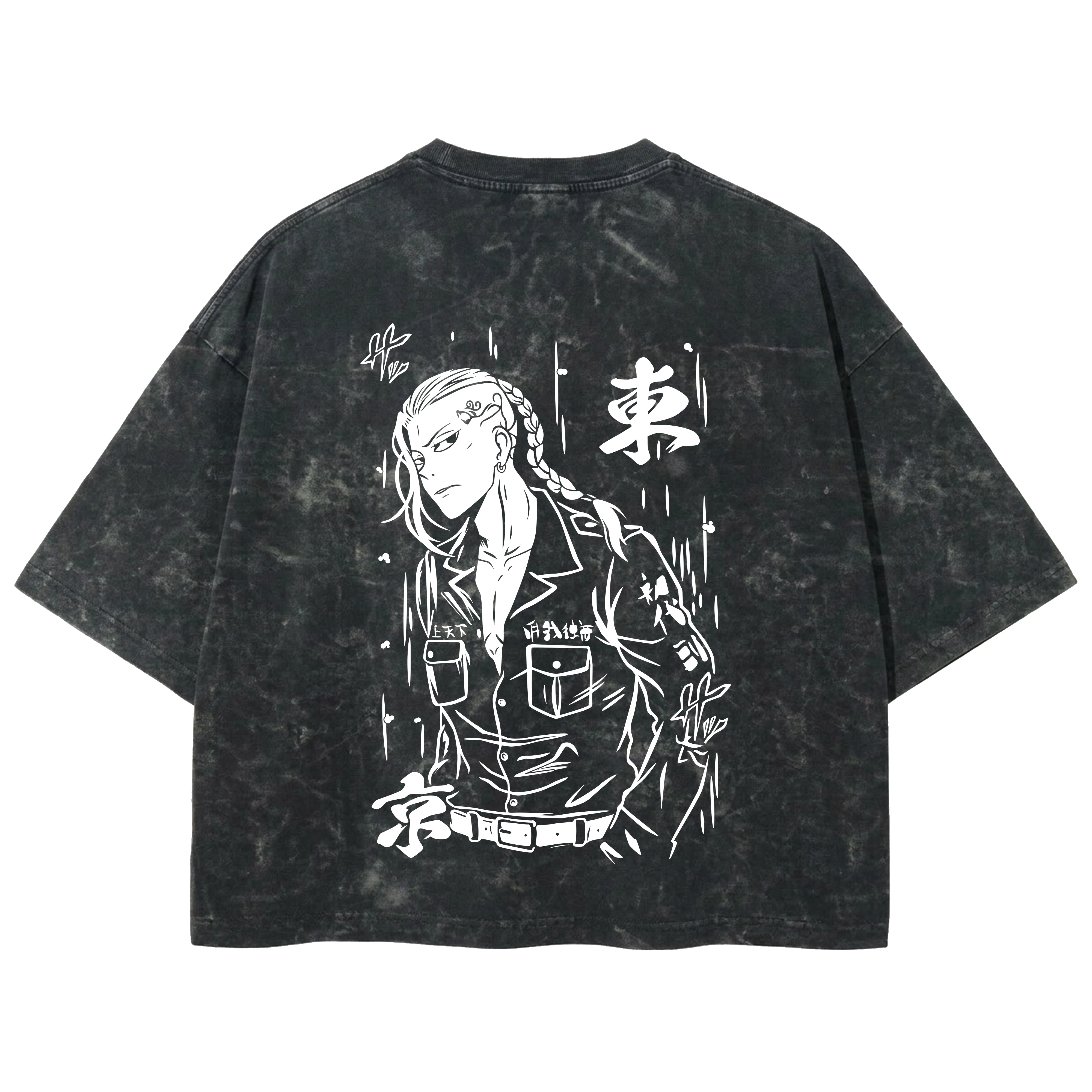 Playera streetwear premium de anime y gaming ExtraLife MX, corte boxy deluxe mineral wash heavyweight en color Acid Wash, moda urbana mexicana de culto.