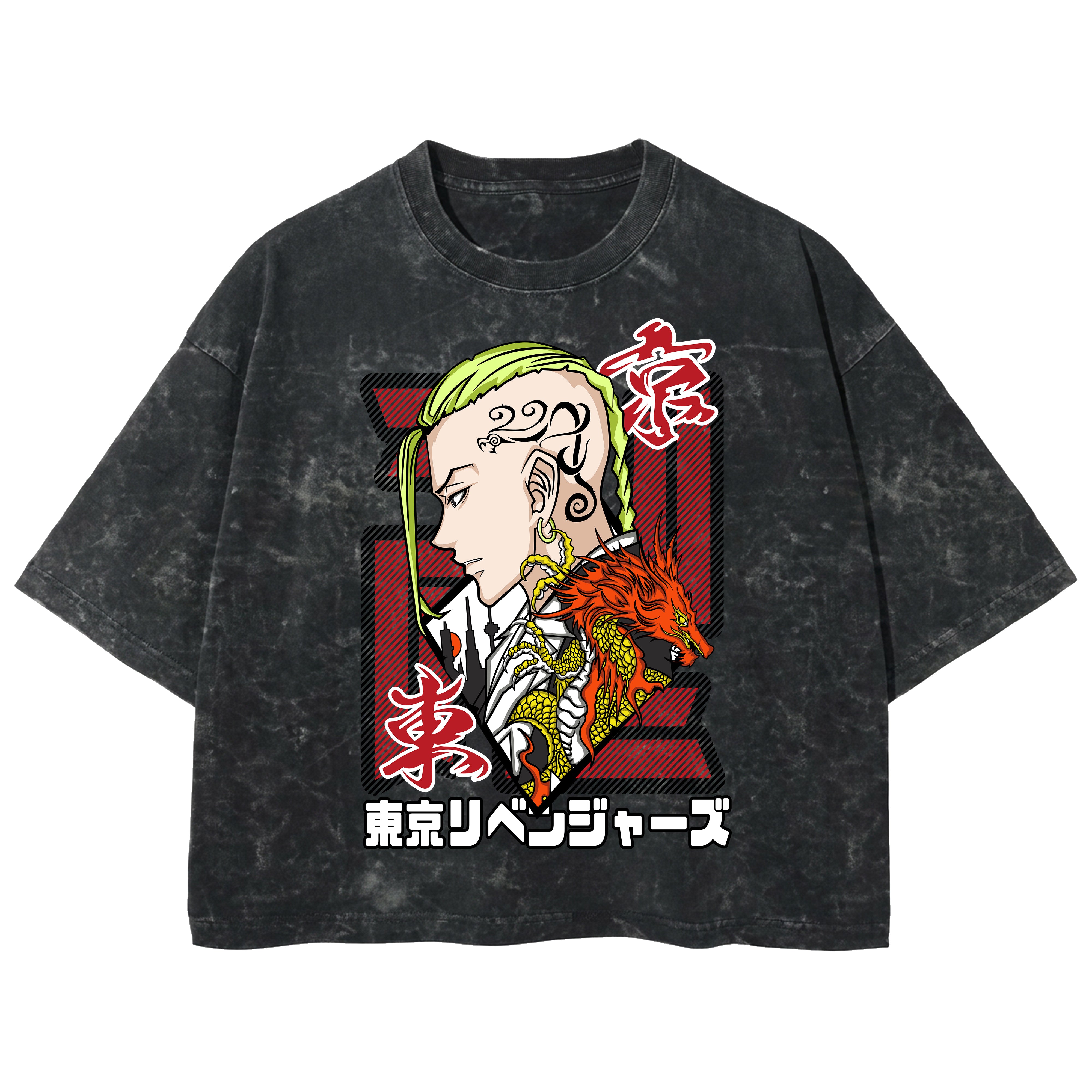 Playera streetwear premium de anime y gaming ExtraLife MX, corte boxy deluxe mineral wash heavyweight en color Acid Wash, moda urbana mexicana de culto.