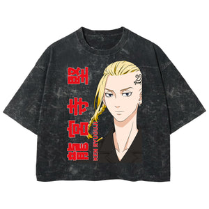Playera streetwear premium de anime y gaming ExtraLife MX, corte boxy deluxe mineral wash heavyweight en color Acid Wash, moda urbana mexicana de culto.