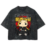 Playera streetwear premium de anime y gaming ExtraLife MX, corte boxy deluxe mineral wash heavyweight en color Acid Wash, moda urbana mexicana de culto.