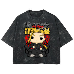 Playera streetwear premium de anime y gaming ExtraLife MX, corte boxy deluxe mineral wash heavyweight en color Acid Wash, moda urbana mexicana de culto.