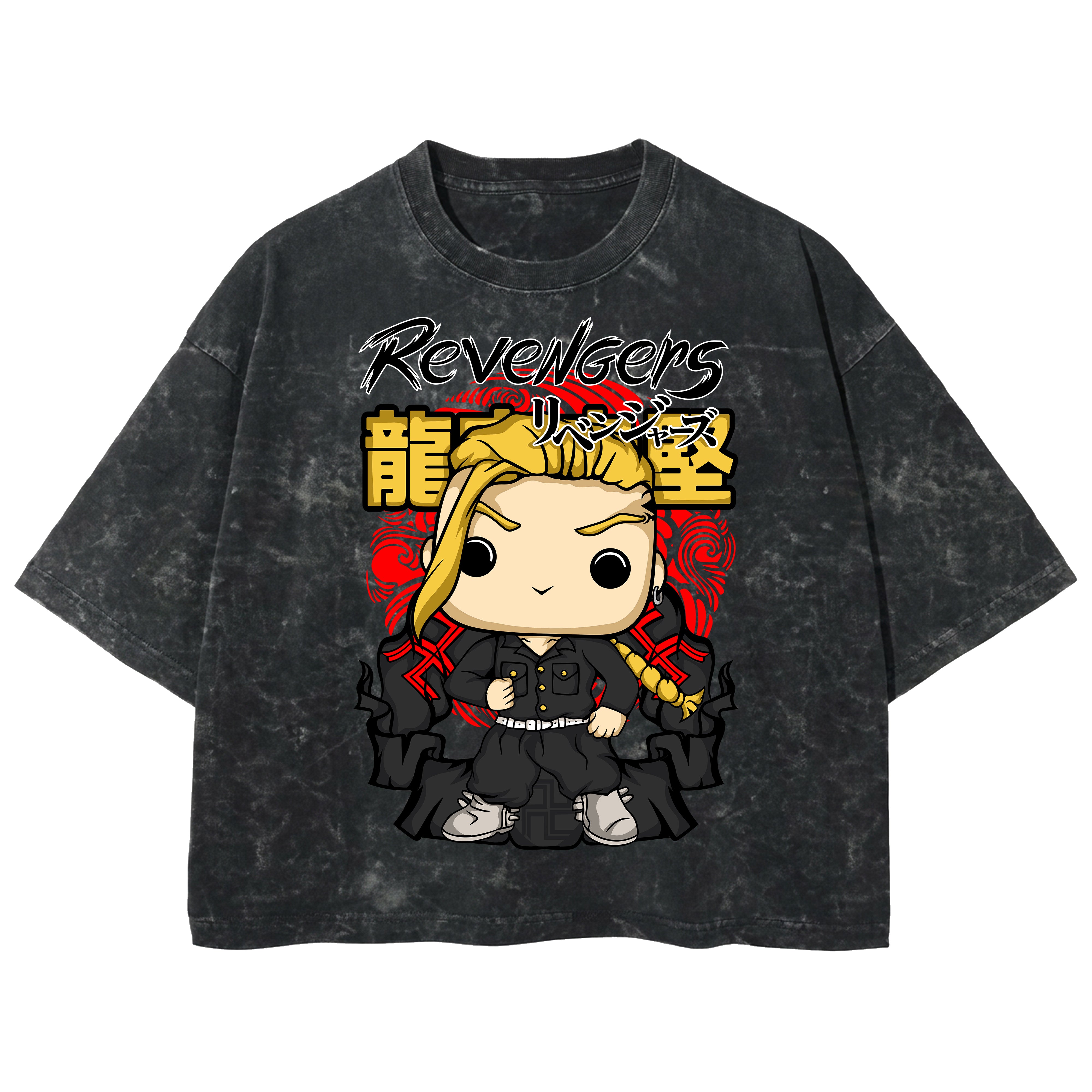 Playera streetwear premium de anime y gaming ExtraLife MX, corte boxy deluxe mineral wash heavyweight en color Acid Wash, moda urbana mexicana de culto.