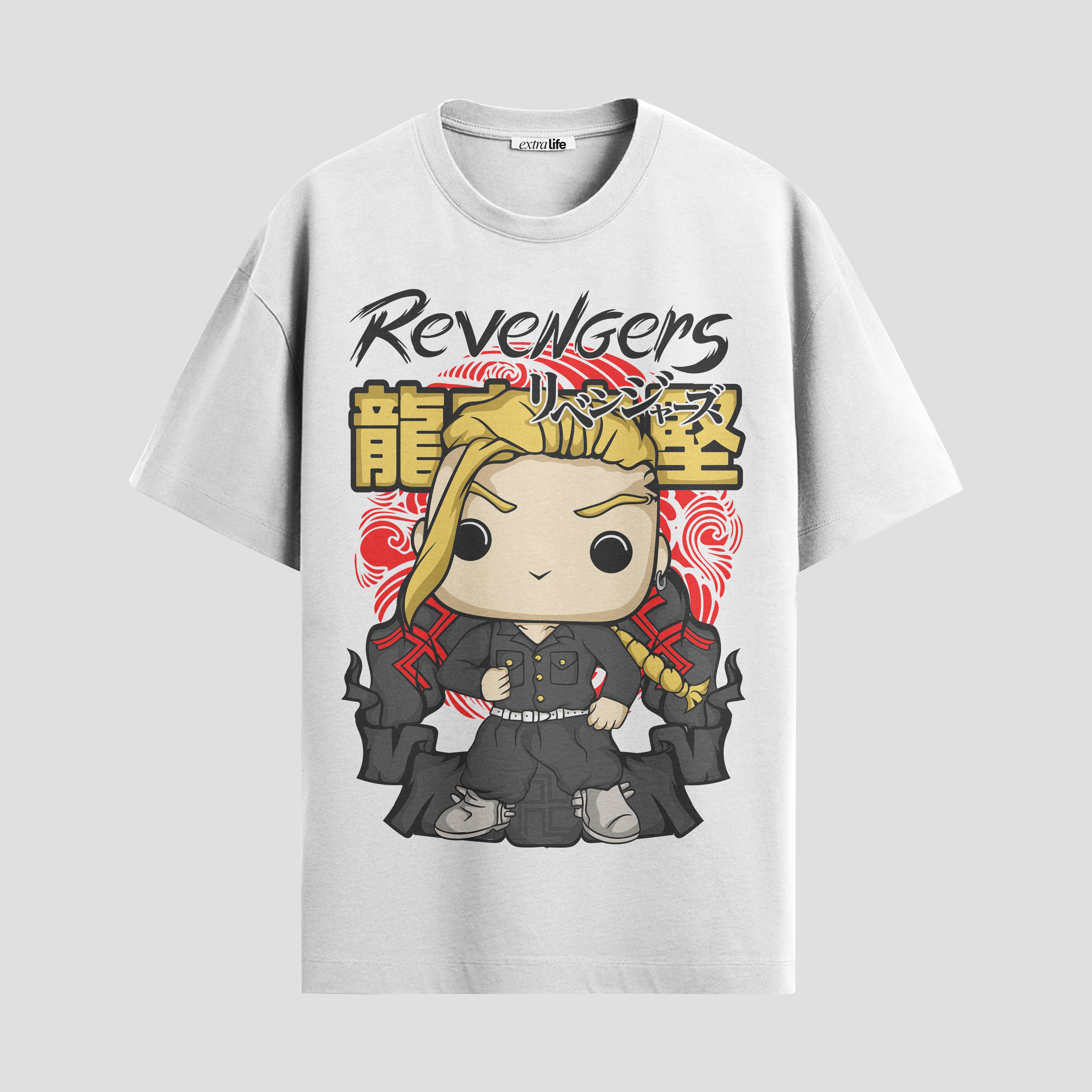 Playera urbana de anime y gaming ExtraLife MX, corte Standard Fit unisex ligero y transpirable en color Deep Black y Pure White, ropa de uso diario para gym y casual.