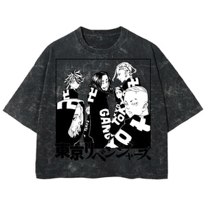 Playera streetwear premium de anime y gaming ExtraLife MX, corte boxy deluxe mineral wash heavyweight en color Acid Wash, moda urbana mexicana de culto.