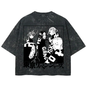 Playera streetwear premium de anime y gaming ExtraLife MX, corte boxy deluxe mineral wash heavyweight en color Acid Wash, moda urbana mexicana de culto.