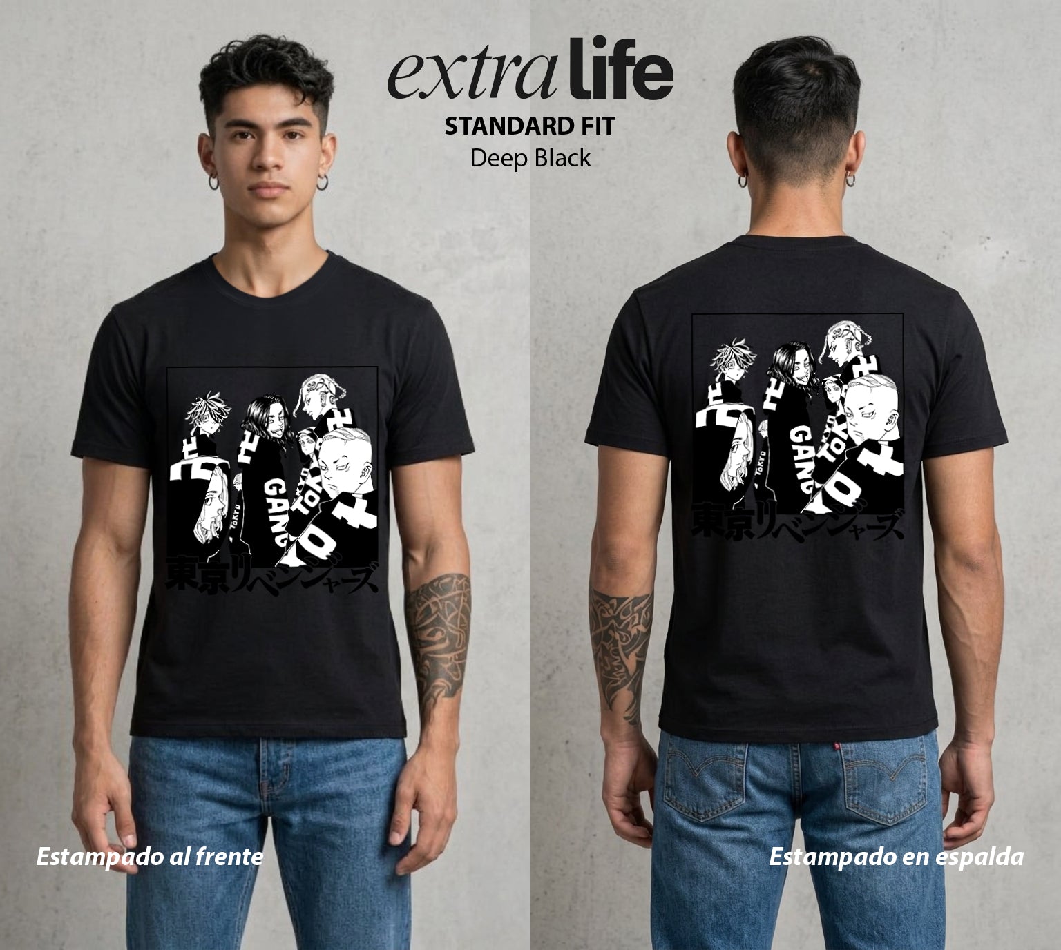 Pandillas del Tiempo | La Pandilla del Bien #04382 - Playera Standard Fit | Deep Black - Foto en modelo