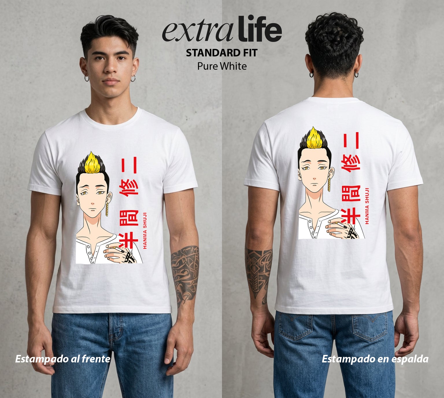 Pandillas del Tiempo | La Lealtad del Oscuro #04383 - Playera Standard Fit | Pure White - Foto en modelo