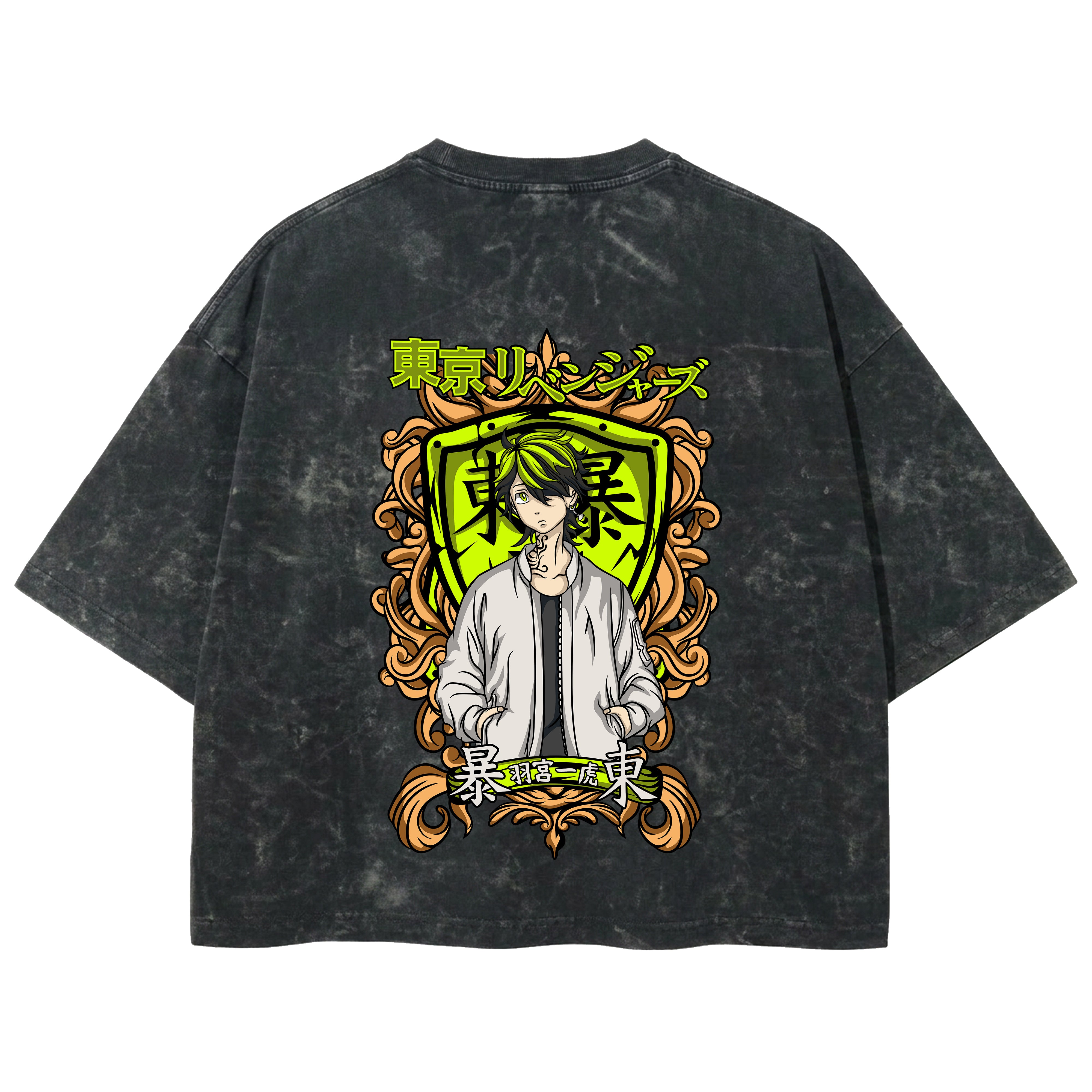 Playera streetwear premium de anime y gaming ExtraLife MX, corte boxy deluxe mineral wash heavyweight en color Acid Wash, moda urbana mexicana de culto.