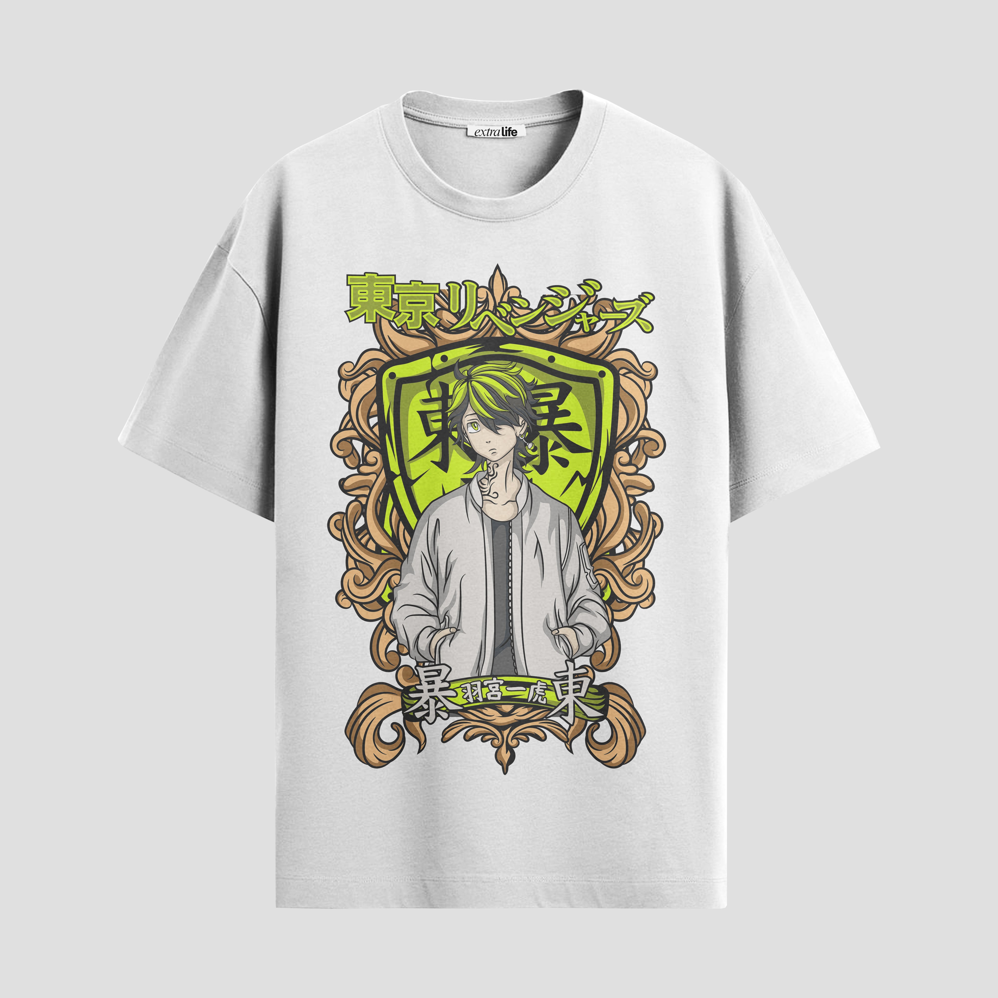 Playera urbana de anime y gaming ExtraLife MX, corte Standard Fit unisex ligero y transpirable en color Deep Black y Pure White, ropa de uso diario para gym y casual.