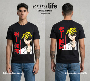 Pandillas del Tiempo | El Pasado del Bien #04386 - Playera Standard Fit | Deep Black - Foto en modelo