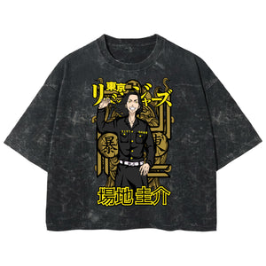 Playera streetwear premium de anime y gaming ExtraLife MX, corte boxy deluxe mineral wash heavyweight en color Acid Wash, moda urbana mexicana de culto.