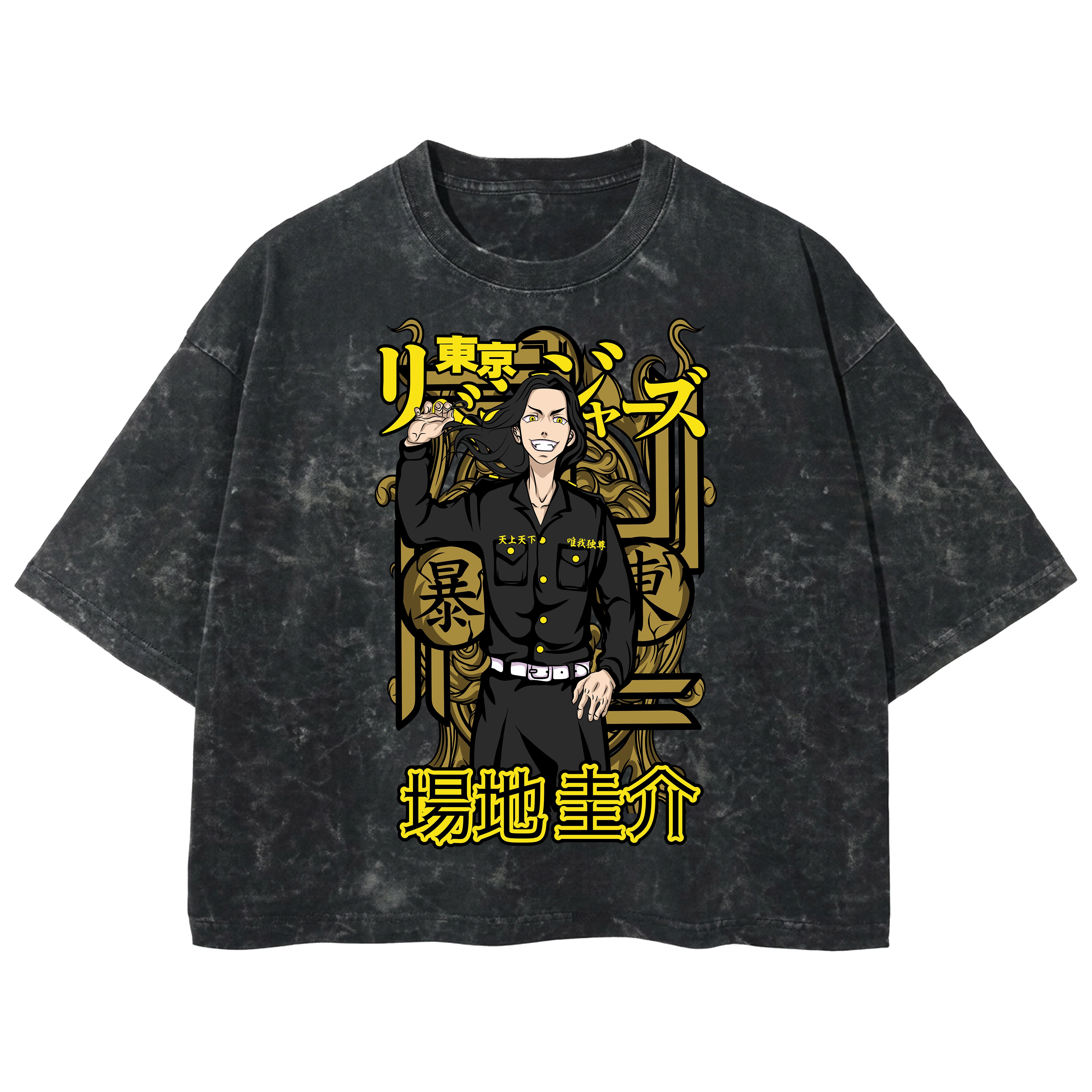 Playera streetwear premium de anime y gaming ExtraLife MX, corte boxy deluxe mineral wash heavyweight en color Acid Wash, moda urbana mexicana de culto.