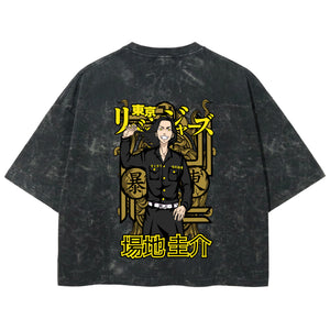 Playera streetwear premium de anime y gaming ExtraLife MX, corte boxy deluxe mineral wash heavyweight en color Acid Wash, moda urbana mexicana de culto.