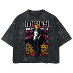 Playera streetwear premium de anime y gaming ExtraLife MX, corte boxy deluxe mineral wash heavyweight en color Acid Wash, moda urbana mexicana de culto.