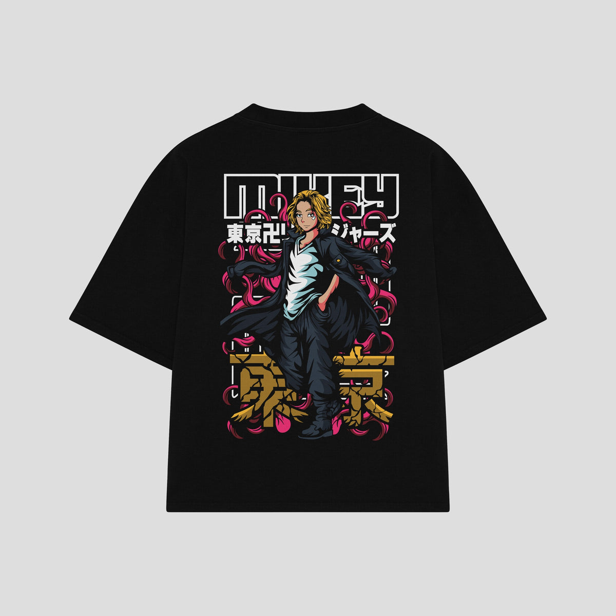 Playera streetwear premium de anime y gaming ExtraLife MX, corte oversized drop shoulder ligero y fresco en color Deep Black y Off-White, moda urbana mexicana de culto.
