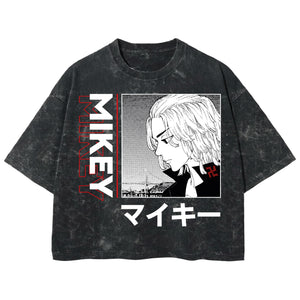 Playera streetwear premium de anime y gaming ExtraLife MX, corte boxy deluxe mineral wash heavyweight en color Acid Wash, moda urbana mexicana de culto.