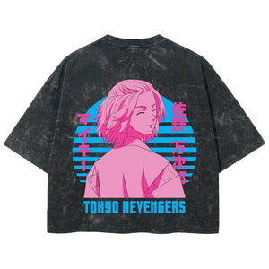 Playera streetwear premium de anime y gaming ExtraLife MX, corte boxy deluxe mineral wash heavyweight en color Acid Wash, moda urbana mexicana de culto.