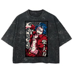 Playera streetwear premium de anime y gaming ExtraLife MX, corte boxy deluxe mineral wash heavyweight en color Acid Wash, moda urbana mexicana de culto.