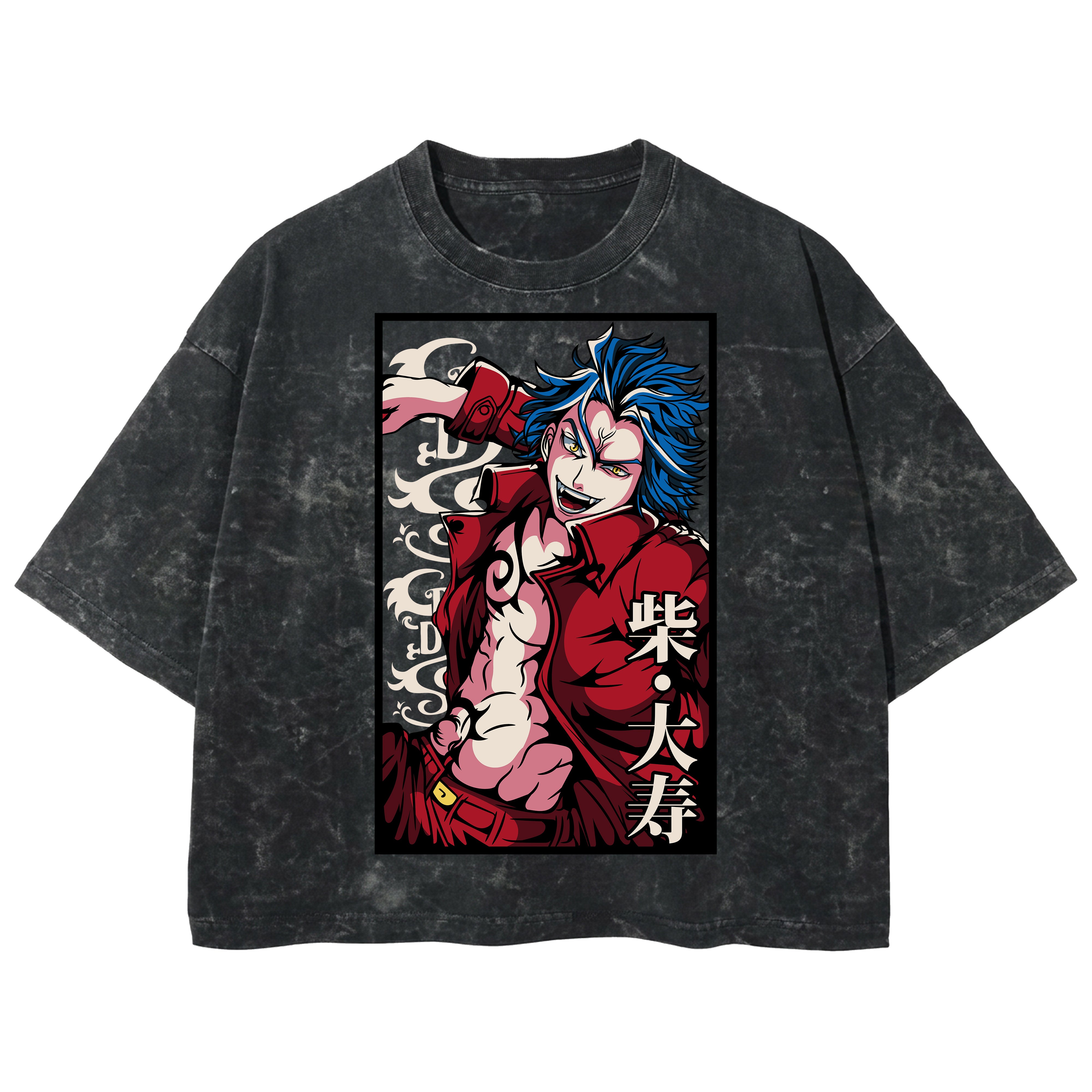 Playera streetwear premium de anime y gaming ExtraLife MX, corte boxy deluxe mineral wash heavyweight en color Acid Wash, moda urbana mexicana de culto.