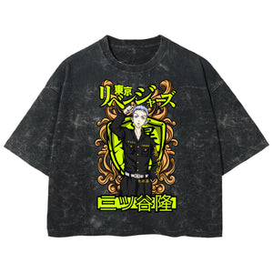 Playera streetwear premium de anime y gaming ExtraLife MX, corte boxy deluxe mineral wash heavyweight en color Acid Wash, moda urbana mexicana de culto.