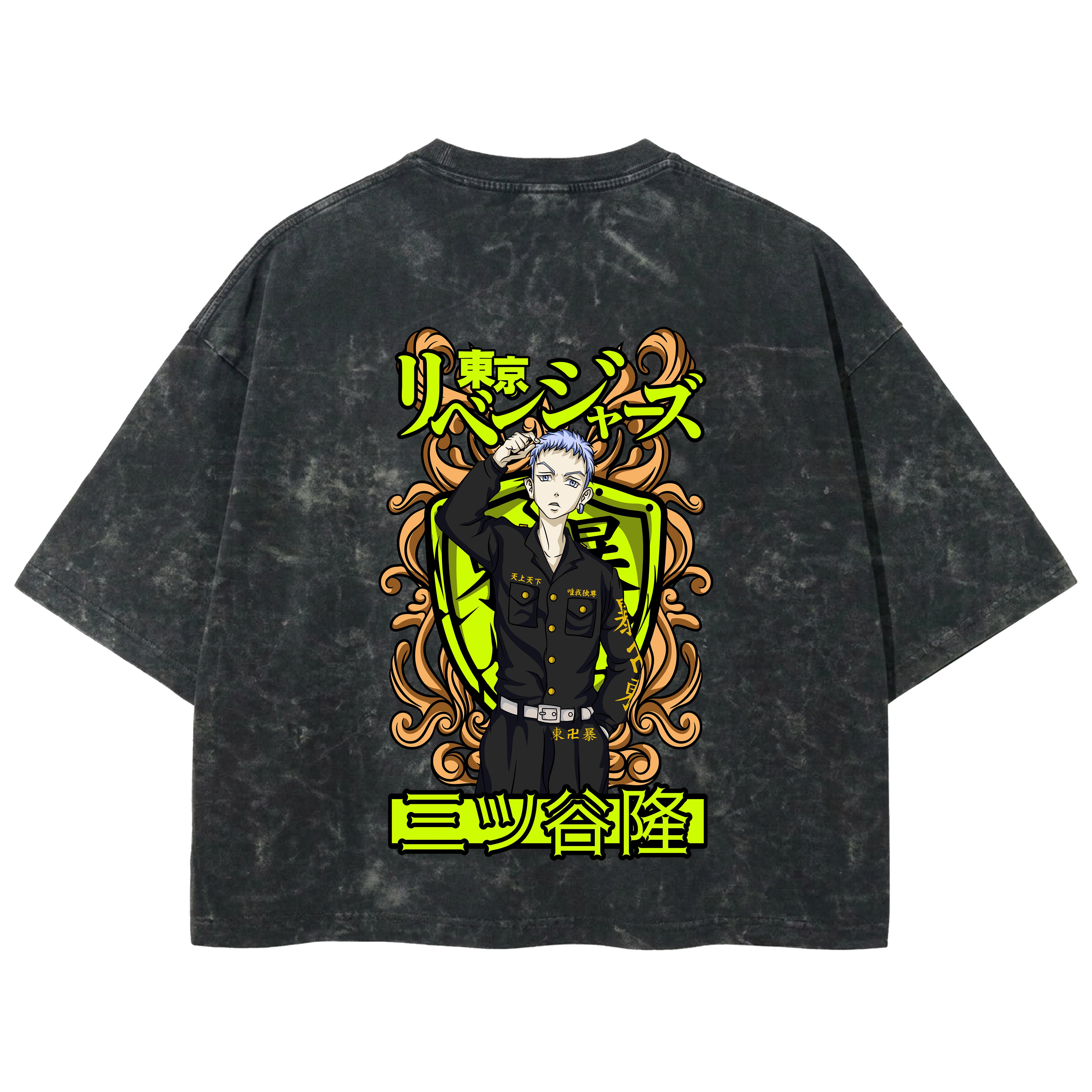 Playera streetwear premium de anime y gaming ExtraLife MX, corte boxy deluxe mineral wash heavyweight en color Acid Wash, moda urbana mexicana de culto.