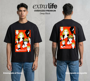 Pandillas del Tiempo | El Ejercito del Bien #04413 - Playera Oversized Premium | Deep Black - Foto en modelo