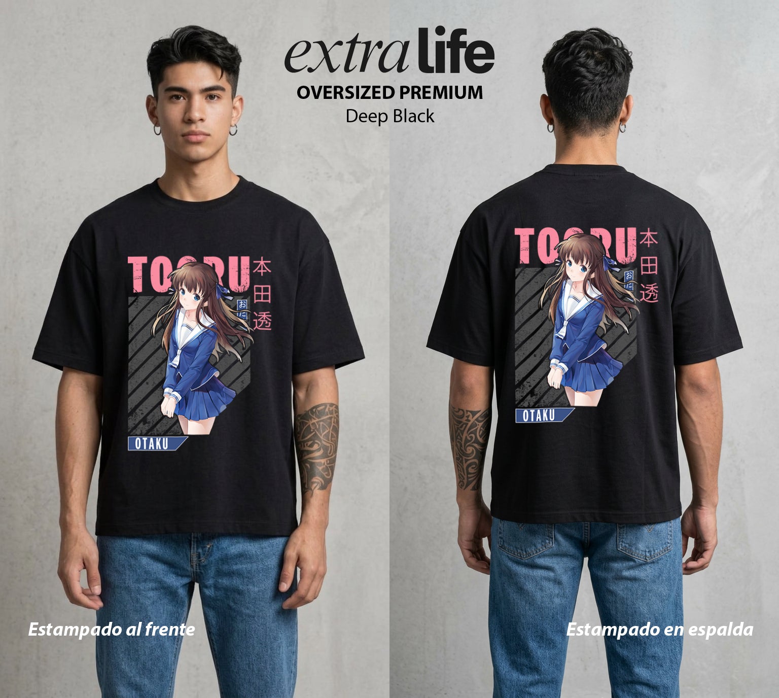 El Zodiaco Oculto | La Flor del Bien #04415 - Playera Oversized Premium | Deep Black - Foto en modelo