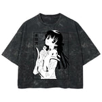 Playera streetwear premium de anime y gaming ExtraLife MX, corte boxy deluxe mineral wash heavyweight en color Acid Wash, moda urbana mexicana de culto.