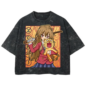 Playera streetwear premium de anime y gaming ExtraLife MX, corte boxy deluxe mineral wash heavyweight en color Acid Wash, moda urbana mexicana de culto.