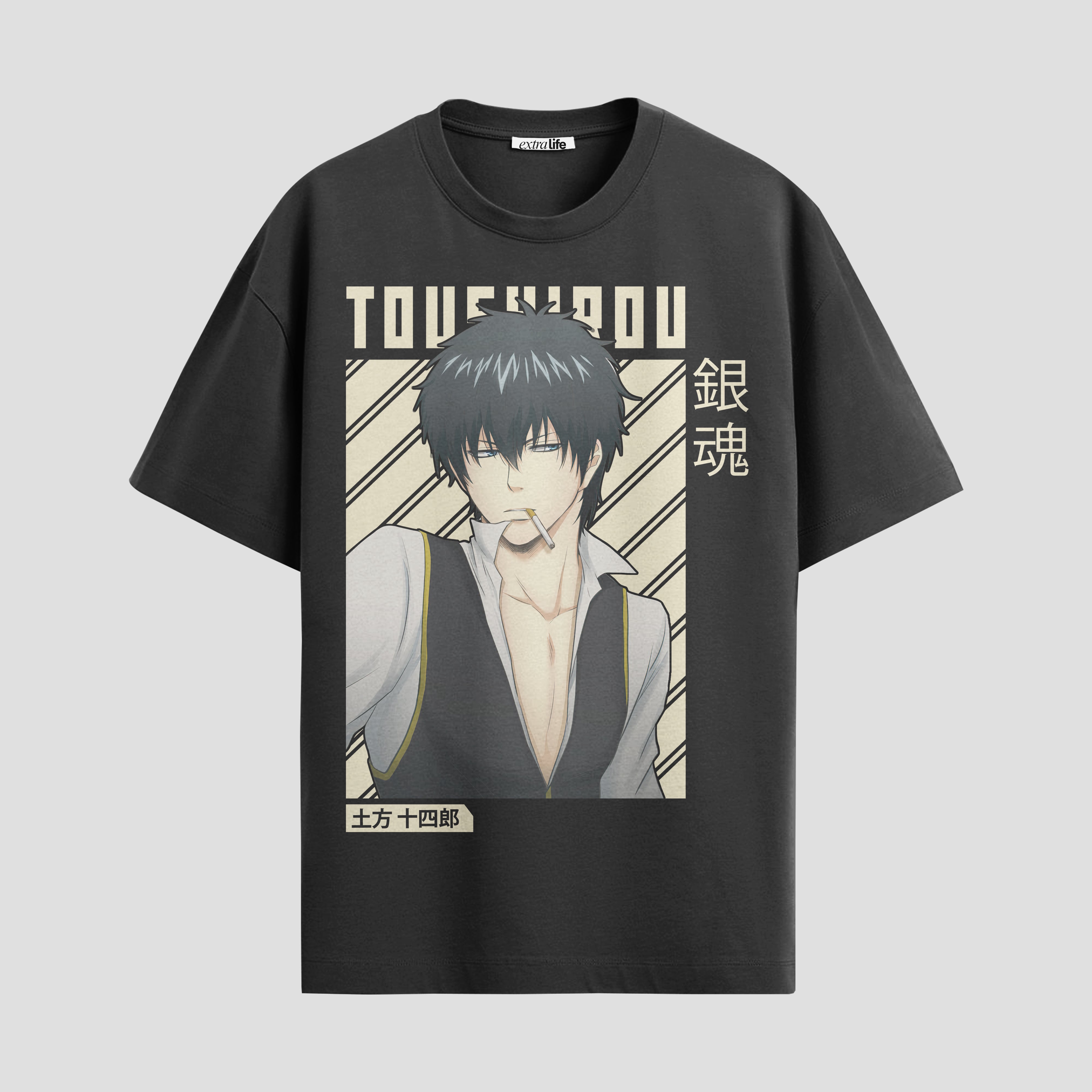 Playera urbana de anime y gaming ExtraLife MX, corte Standard Fit unisex ligero y transpirable en color Deep Black y Pure White, ropa de uso diario para gym y casual.