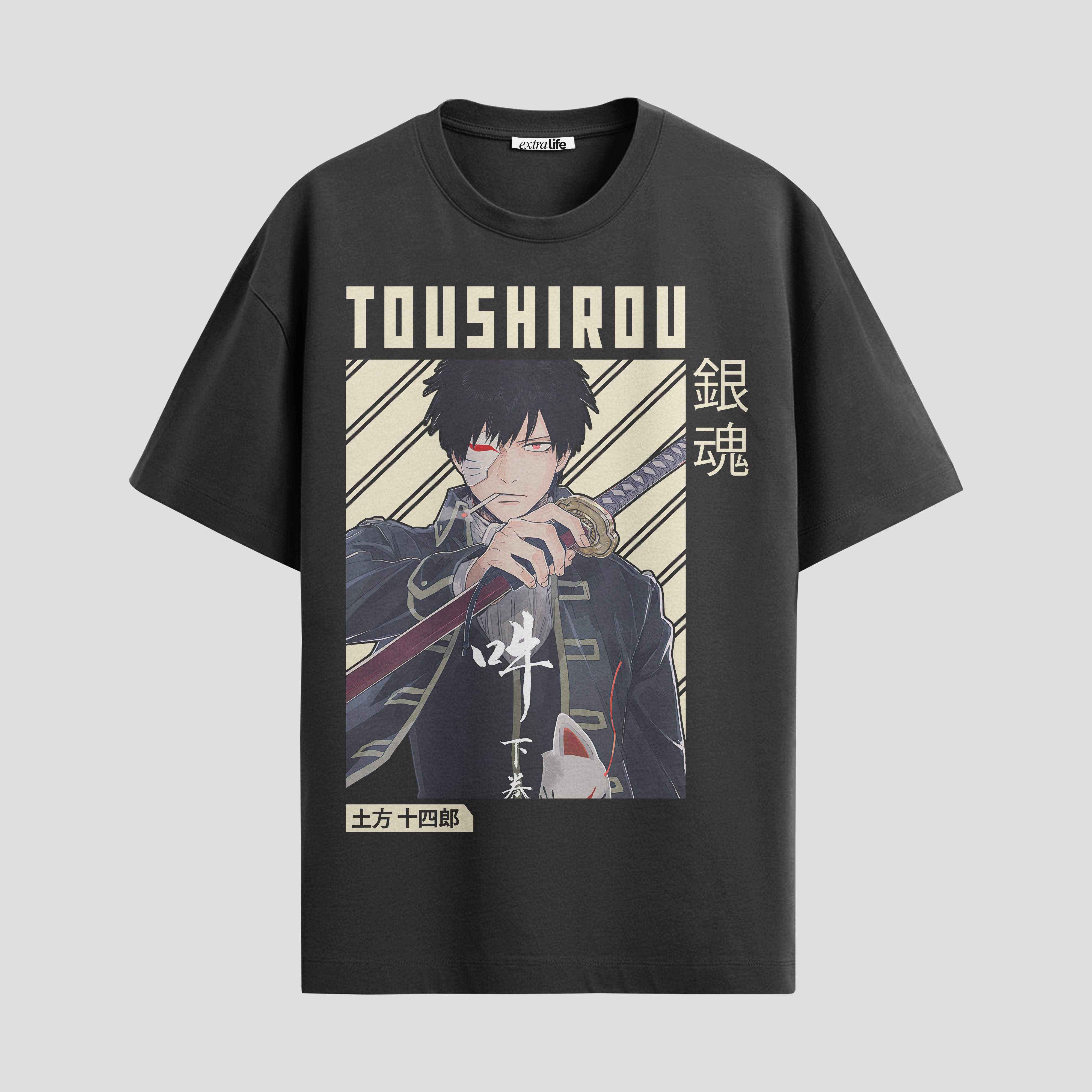 Playera urbana de anime y gaming ExtraLife MX, corte Standard Fit unisex ligero y transpirable en color Deep Black y Pure White, ropa de uso diario para gym y casual.