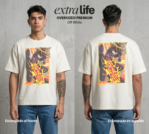 Los Exorcistas Gemelos | El Exorcista del Bien #04432 - Playera Oversized Premium | Off White - Foto en modelo
