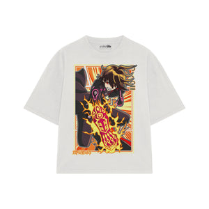 Playera streetwear premium de anime y gaming ExtraLife MX, corte oversized drop shoulder ligero y fresco en color Deep Black y Off-White, moda urbana mexicana de culto.