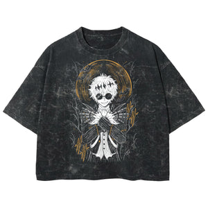 Playera streetwear premium de anime y gaming ExtraLife MX, corte boxy deluxe mineral wash heavyweight en color Acid Wash, moda urbana mexicana de culto.