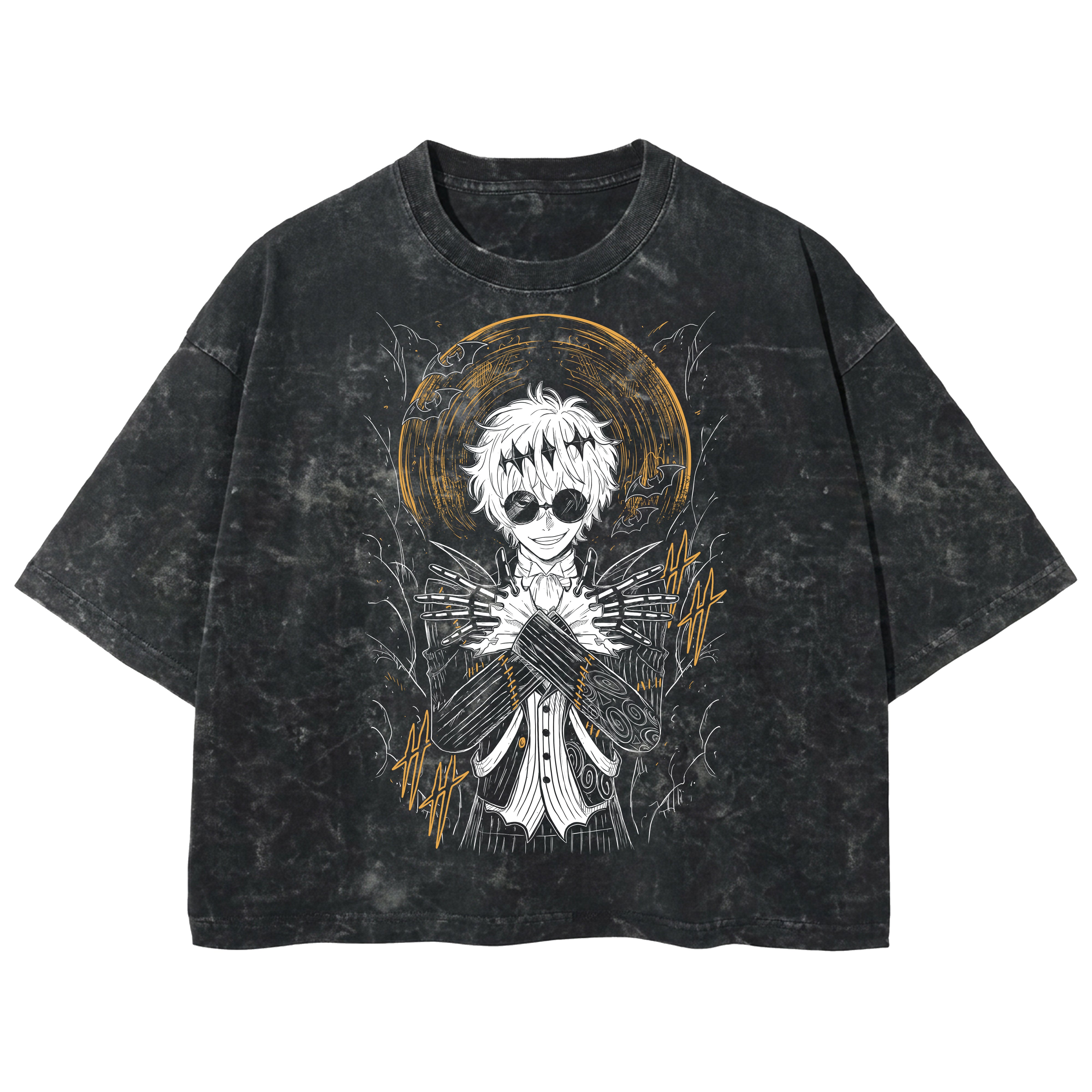 Playera streetwear premium de anime y gaming ExtraLife MX, corte boxy deluxe mineral wash heavyweight en color Acid Wash, moda urbana mexicana de culto.