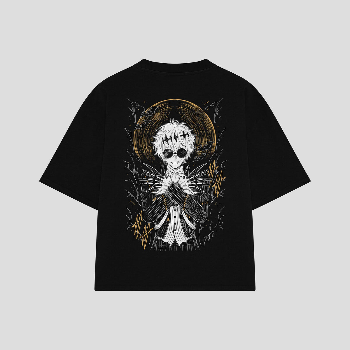 Playera streetwear premium de anime y gaming ExtraLife MX, corte oversized drop shoulder ligero y fresco en color Deep Black y Off-White, moda urbana mexicana de culto.