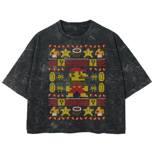 Playera streetwear premium de anime y gaming ExtraLife MX, corte boxy deluxe mineral wash heavyweight en color Acid Wash, moda urbana mexicana de culto.