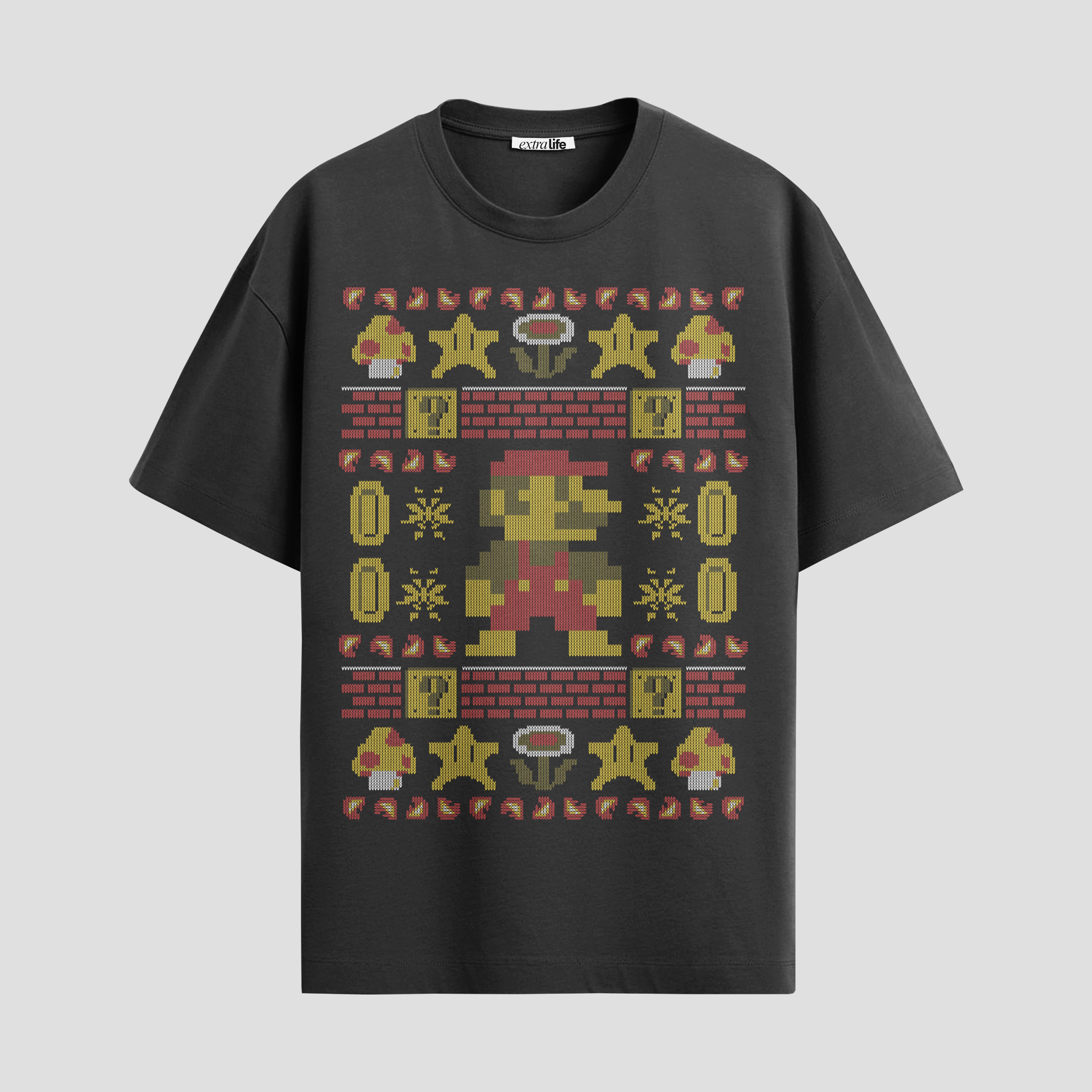 Playera urbana de anime y gaming ExtraLife MX, corte Standard Fit unisex ligero y transpirable en color Deep Black y Pure White, ropa de uso diario para gym y casual.